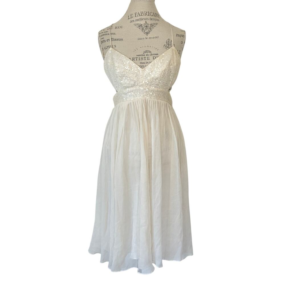 Vintage BCBG Maxazria Sequin Embellished Silk Beaded Open Back Dress Size 8